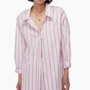 Wilfred / Aritzia Oversized Pink Striped Button-Down Shirt